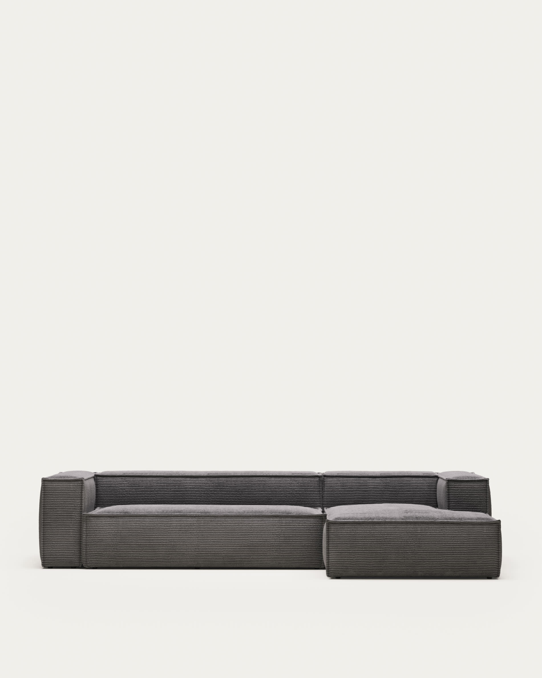 Sofá Blok 4 plazas chaise longue derecho de pana gruesa gris 330 cm FR