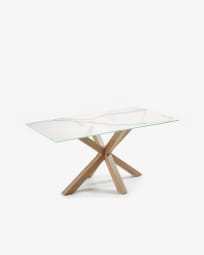 Argo porcelain table in white with steel wooden effect legs 160 cm