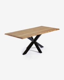 Argo oak veneer table with natural finish and steel legs with black finish 220 x 100 cm