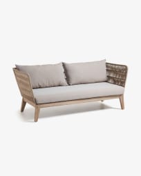 Belleny solid eucalyptus 3 seater sofa in beige, 176 cm 100% FSC