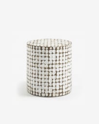 Necoco side table in solid mango wood and coconut shells Ø 40 cm