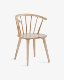 Trise chair in solid rubber wood with a natural effect lacquer and MDF