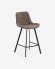 Adela faux leather stool in light grey, with steel legs in a black finish, height 66 cm