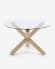 Lotus round glass table with solid oak legs Ø 120 cm