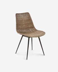 Equal chair made from rattan, with black finished steel legs
