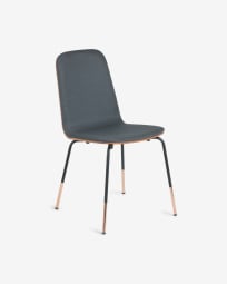 Canele dark grey chair with oak veneer and steel with black finish