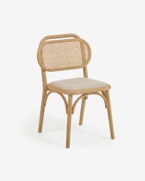 Doriane solid oak chair with natural finish and upholstered seat