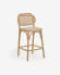 Doriane 65 cm height solid oak stool with natural finish and upholstered seat