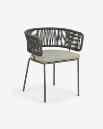 Nadin chair with green rope and galvanised steel