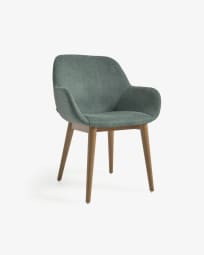 Konna green chair with ash veneer legs in dark finish