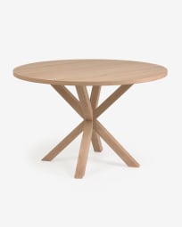 Full Argo round Ø 119 cm natural melamine table with steel legs with wood-effect finish