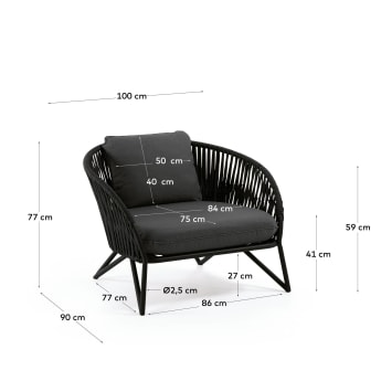 Branzie armchair in black cord - sizes