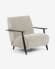 Meghan armchair in beige corduroy with solid ash legs in a wenge finish