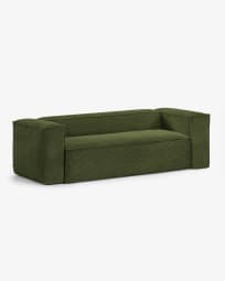 Blok 2 seater sofa in green corduroy, 210 cm