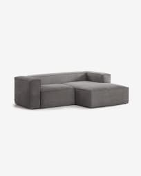 Blok 2 seater sofa with right-hand chaise longue in grey corduroy, 240 cm