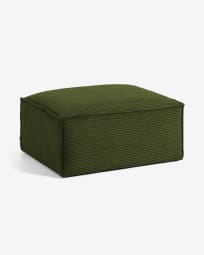 Blok green corduroy footstool, 90 x 70 cm