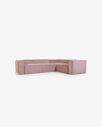 Blok 4 seater corner sofa in pink corduroy, 320 x 230 cm