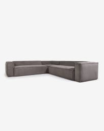 Blok 6 seater corner sofa in grey corduroy, 320 x 320 cm
