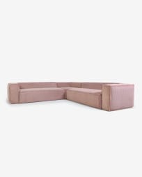 Blok 6 seater corner sofa in pink corduroy, 320 x 320 cm