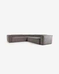 Blok 4 seater corner sofa in grey corduroy, 290 x 290 cm