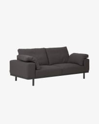 Noa 3 seater sofa with cushions in grey with dark finish legs, 230 cm