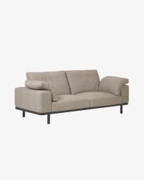 Noa 3 seater sofa with cushions in beige with dark finish legs, 230 cm