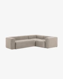 Blok 3 seater corner sofa in beige, 290 x 230 cm