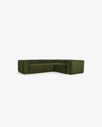 Blok 3 seater corner sofa in green corduroy, 290 x 230 cm