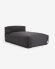 Square chaise longue pouffe with backrest in dark grey with black aluminium, 165 x 101 cm