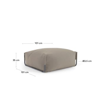 Square modular 100% outdoor sofa pouffe in green with black aluminium, 101 x 101 cm - sizes