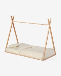 Κρεβάτι teepee Maralis, μασίφ ξύλο οξυάς, 90x190εκ