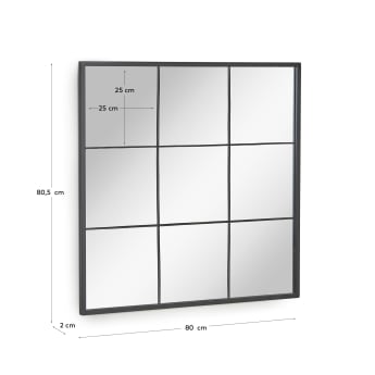 Μεταλλικό επιτοίχιος καθρέπτης Ulrica 80 x 80 εκ, μαύρο - μεγέθη