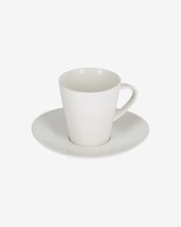 Pierina large porcelain coffee cup and saucer in white