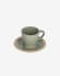 Κεραμική κούπα καφέ με πιατάκι Tilla, σκούρο πράσινο