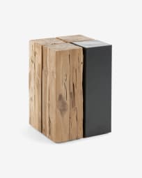 Βοηθητικό τραπέζι Kwango, μασίφ ξύλο τικ και μέταλλο, 29x29εκ