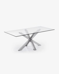 Τραπέζι Argo, γυαλί και πόδια από ανοξείδωτο ατσάλι, 200 x 100 εκ