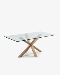 Τραπέζι Argo, γυαλί και ατσάλινα πόδια με εφέ ξύλου,  200 x 100 εκ