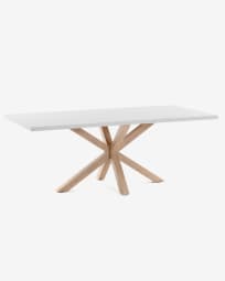 Τραπέζι Argo 180 εκ, λευκή μελαμίνη και πόδια με εφέ ξύλου