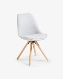 Καρέκλα Ralf με γεμισμένο κάθισμα, ανοιτό γκρι και πόδια από μασίφ ξύλο οξυάς