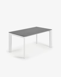 Επεκτεινόμενο τραπέζι Axis, πορσελάνη Vulcano Roca, λευκά πόδια, 160(220)εκ