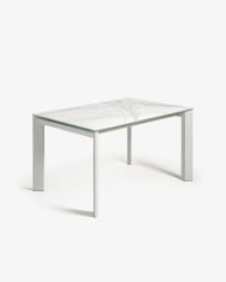 Επεκτεινόμενο τραπέζι Axis, πορσελάνη Kalos White, γκρι πόδια, 140(200)εκ