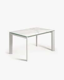 Επεκτεινόμενο τραπέζι Axis, πορσελάνη Kalos Blanco, γκρι πόδια, 160(220)εκ