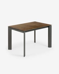 Επεκτεινόμενο τραπέζι Axis, πορσελάνη Iron Corten, ανθρακί πόδια, 120(180)εκ