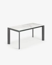 Επεκτεινόμενο τραπέζι Axis, πορσελάνη Kalos Blanco, ανθρακί πόδια, 160(220)εκ