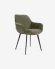Καρέκλα Amira chair, σκούρο πράσινο chenille και μεταλλικά πόδια σε μαύρο φινίρισμα