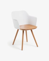 Καρέκλα Bjorg, λευκή και μασίφ ξύλο οξυάς