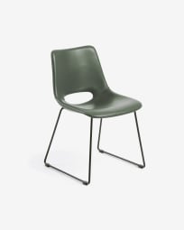 Καρέκλα Zahara, πράσινο και ατσάλινα πόδια σε μαύρο φινίρισμα