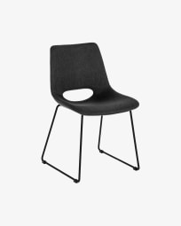 Καρέκλα Zahara, σκούρο γκρι και ατσάλινα πόδια σε μαύρο φινίρισμα