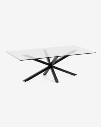 Τραπέζι σαλονιού Argo 130 x 70 εκ, γυαλί, μαύρα πόδια