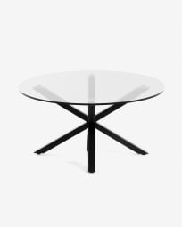Τραπέζι σαλονιολυ Full Argo Ø 82 εκ, γυαλί, μαύρο